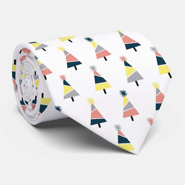 Colorful Christmas  tree pattern Neck Tie (Rolled)