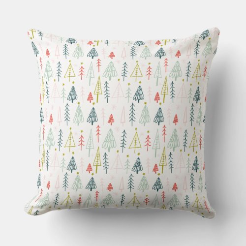 Colorful Christmas Tree Pattern Throw Pillow