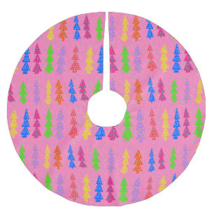 Colorful Christmas Tree Pop Art Pink Brushed Polyester Tree Skirt