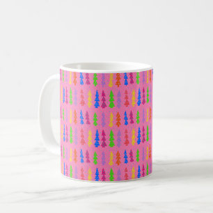 Colorful Christmas Tree Pop Art Pink Coffee Mug