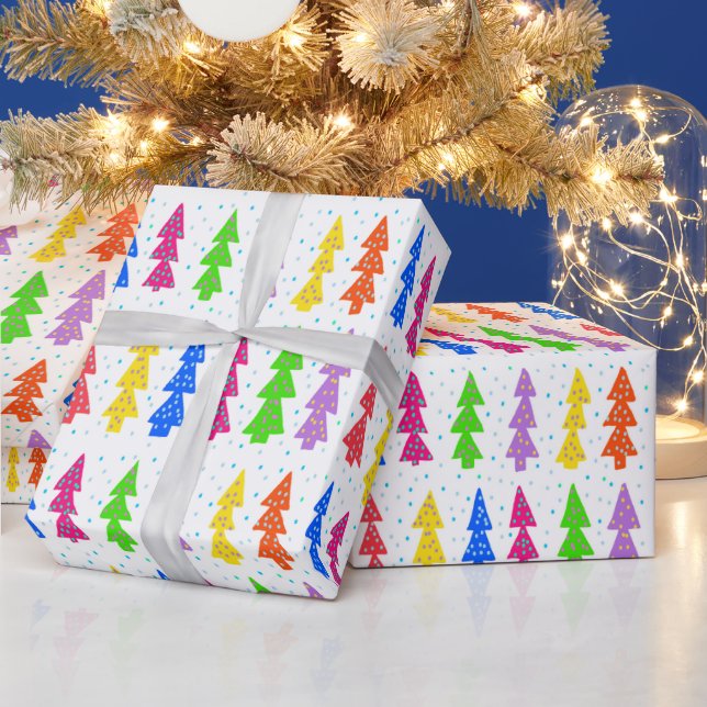 Colorful Christmas Tree Pop Art Wrapping Paper (Holidays)