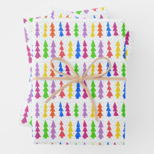 Colorful Christmas Tree Pop Art Wrapping Paper Sheets