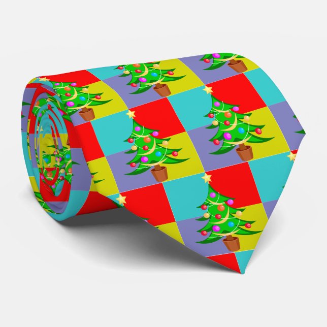 Colorful Christmas Tree Tie (Rolled)