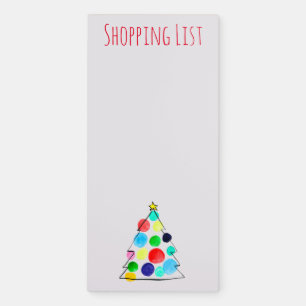 Colorful Christmas tree watercolor Magnetic Notepad