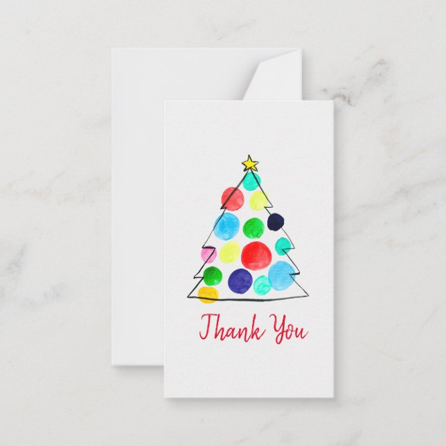Colorful Christmas tree watercolor Note Card (Front)