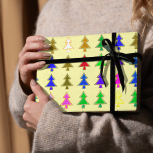 Colorful Christmas tree winter wrapping paper