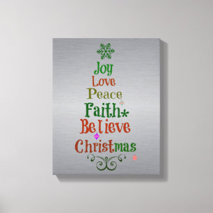 Colorful Christmas Tree Words Canvas Print