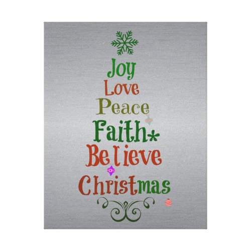 Colorful Christmas Tree Words Canvas Print