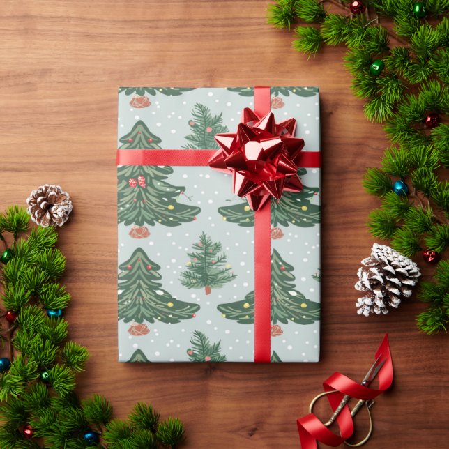 Colorful Christmas tree wrapping paper (Holiday Gift)