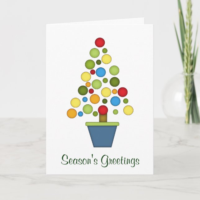 Colorful Christmas Tree+Wreath Holiday Card (Front)