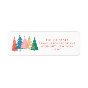 Colorful Christmas Trees Custom Return Address Label