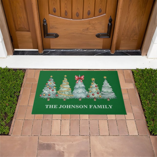 Colorful Christmas Trees Doormat (Outdoor)