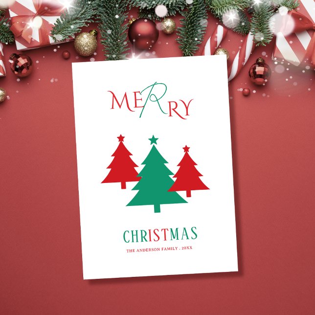 Colorful christmas trees merry christmas Card (Creator Uploaded)