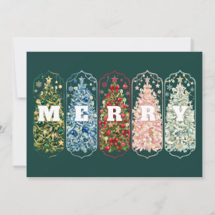 Colorful Christmas Trees Merry Photo Holiday Card