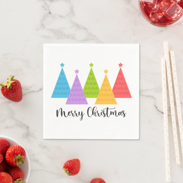 Colorful Christmas Trees Napkins (Insitu)