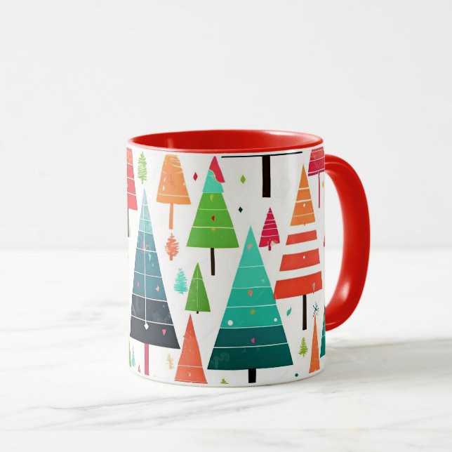 Colorful Christmas Trees Pattern Mug (Front Right)