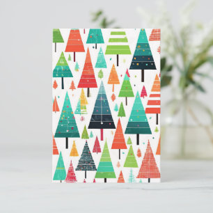 Colorful Christmas Trees Pattern Thank You Card