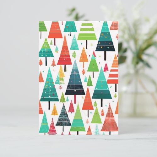 Colorful Christmas Trees Pattern Thank You Card