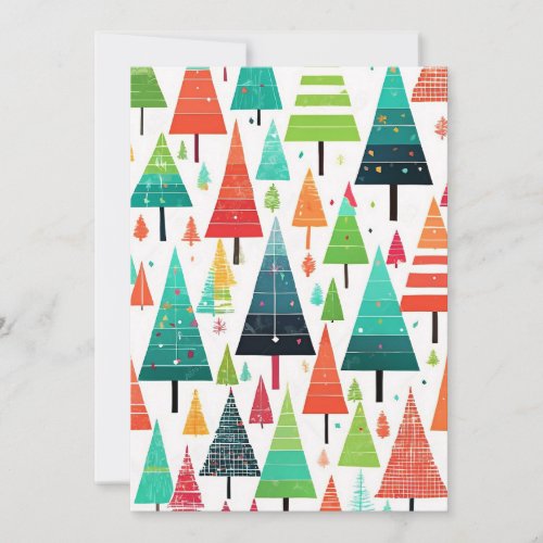 Colorful Christmas Trees Pattern Thank You Card
