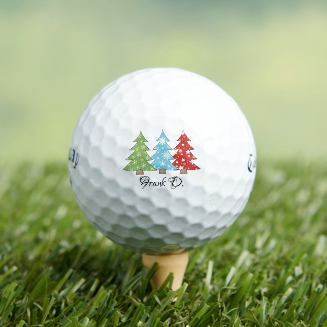Colorful Christmas Trees Personalized Callaway Golf Balls (Insitu Tee)