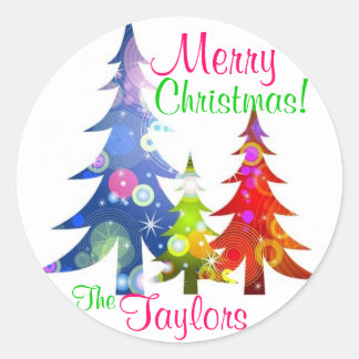 Colorful Christmas Trees Sticker