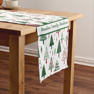 Colorful Christmas Trees Table Runner