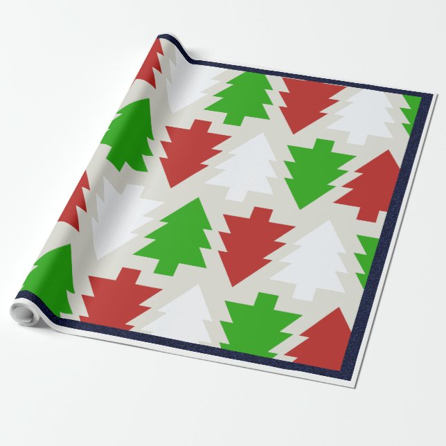 Colorful Christmas Trees - Wrapping Paper (Unrolled)