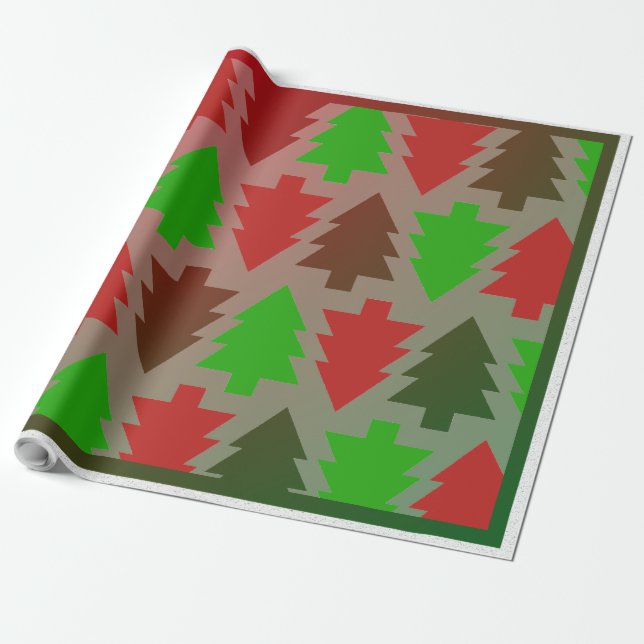 Colorful Christmas Trees - Wrapping Paper (Unrolled)