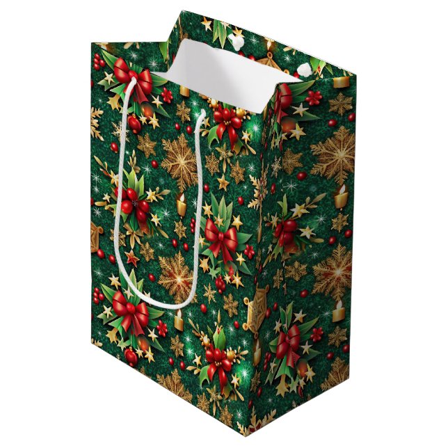 Colorful Christmas Vibe Festive Pattern Medium Gift Bag (Front Angled)