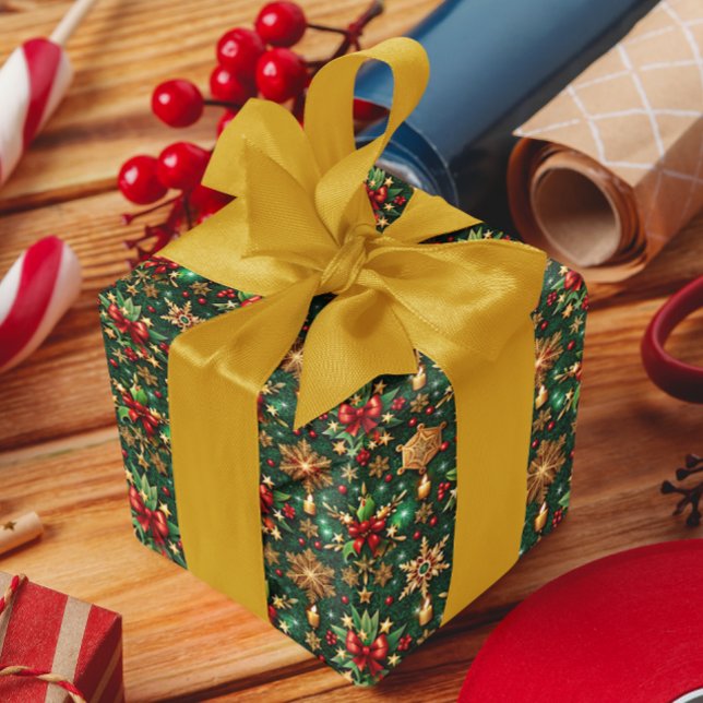 Colorful Christmas Vibe Festive Pattern Wrapping Paper (Creator Uploaded)