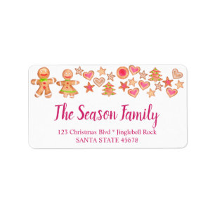 Colorful Christmas watercolor gingerbread cookies Label