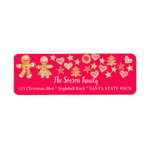 Colorful Christmas watercolor gingerbread cookies Label