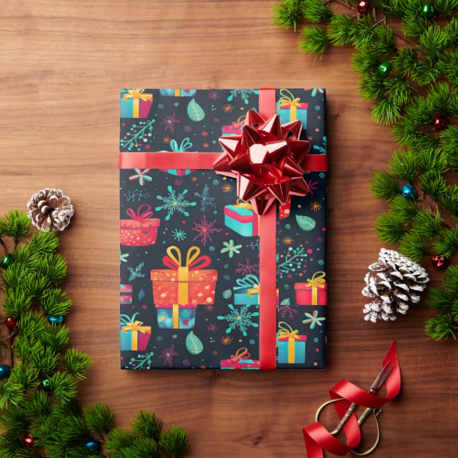 Colorful Christmas wrapping paper design (Holiday Gift)