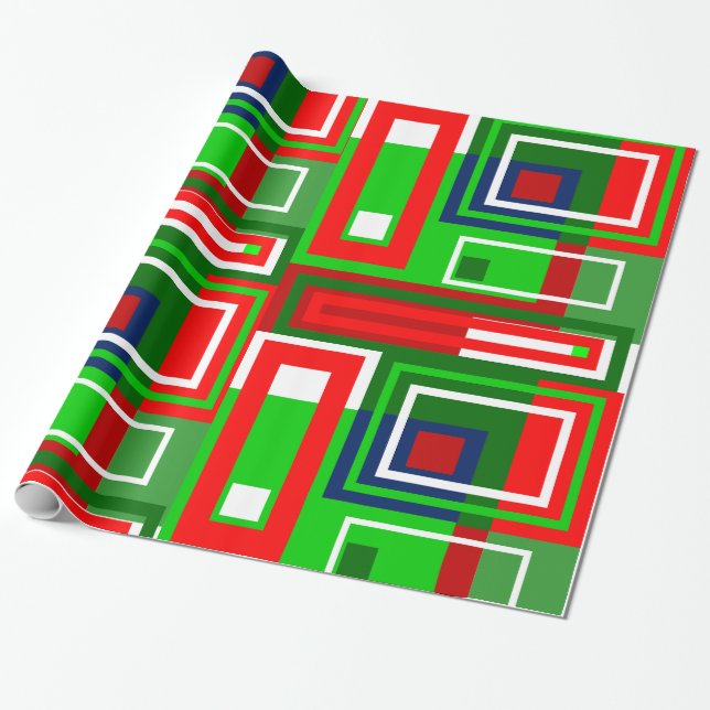 Colorful Christmas Wrapping Paper Roll (Unrolled)