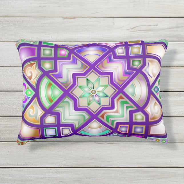 Colorful Chromatic Geometric Shapes Outdoor Pillow (Front)