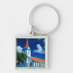 Colorful church on the island of Tahaa in the Keychain