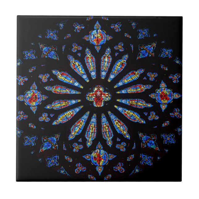 Colorful Church Stained Glass Ceramic Tile (Front)