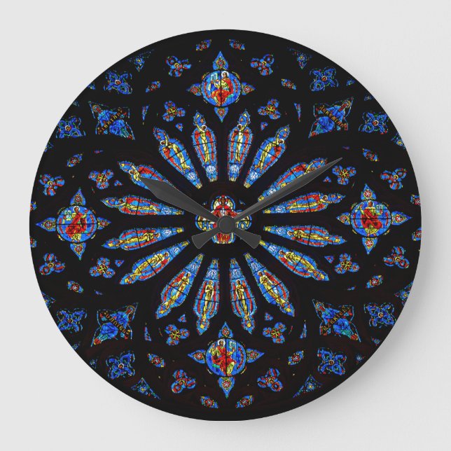 Colorful Church Stained Glass Large Clock (Front)