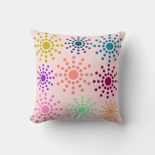 Colorful Cicles seamless pink pattern Throw Pillow (Front)
