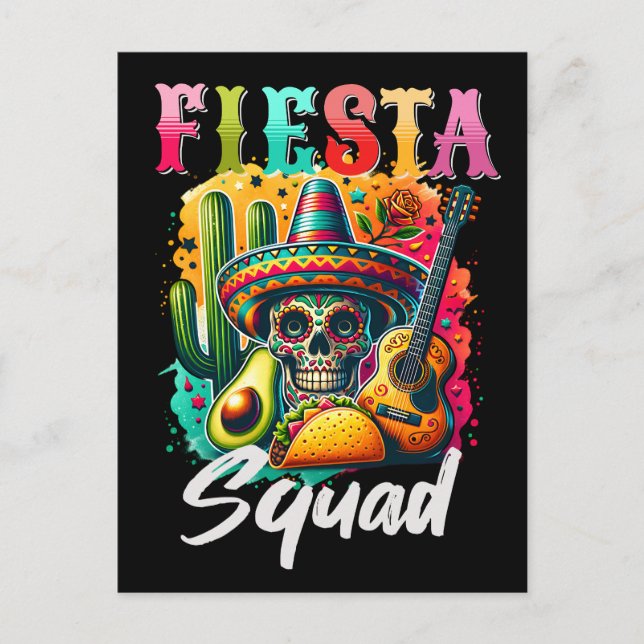 Colorful Cinco de Mayo Fiesta Squad design Postcard (Front)