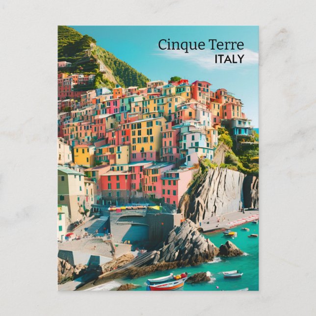 Colorful Cinque Terre, Italy - Customizable Photo  Postcard (Front)