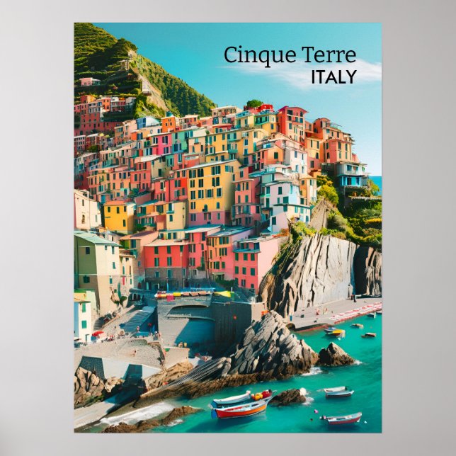 Colorful Cinque Terre, Italy - Customizable Photo  Poster (Front)