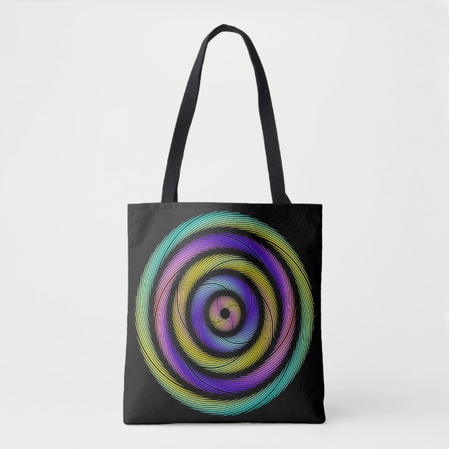 colorful circle of dashes tote bag (Front)