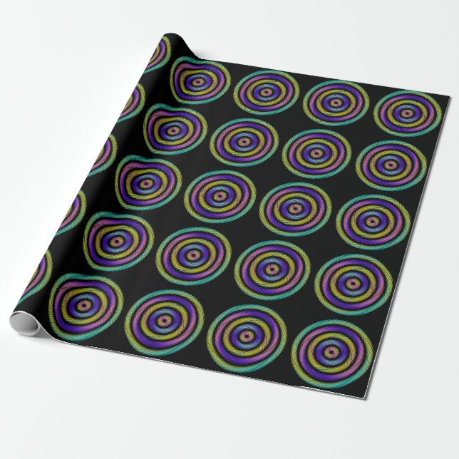 colorful circle of dashes wrapping paper (Unrolled)