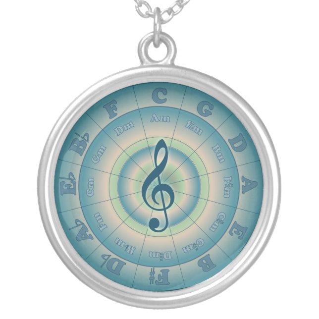 Colorful Circle of Fifths Silver Plated Necklace (Front)