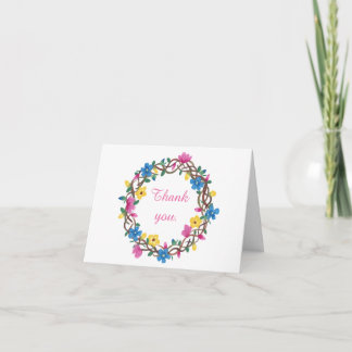 Colorful Circle of Flowers Thank you Note Cards