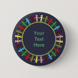 Colorful Circle of People Custom Text Button