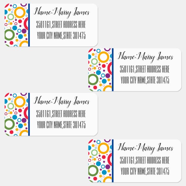 Colorful Circle Pattern Modern Name Labels (Group)