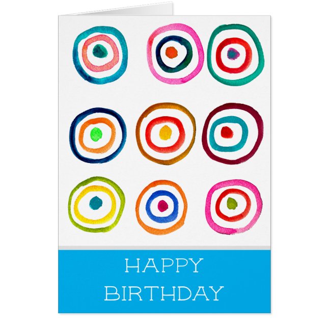 Colorful circle rainbow watercolor cards (Front)