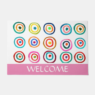 Colorful circle rainbow watercolor doormat